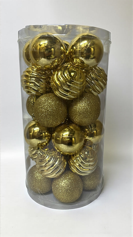 Tarro de 30 bolas navideñas doradas 5cm (BHK01200G)