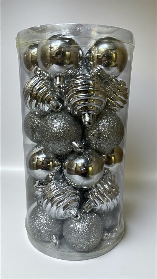 Tarro de 30 bolas navideñas plateadas 5cm (BHK01200S)