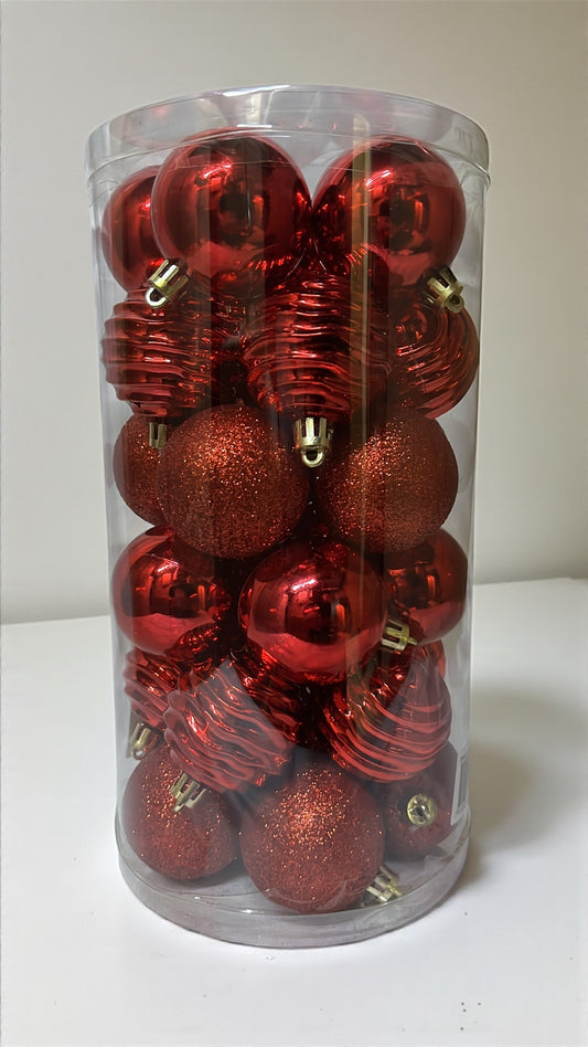 Tarro de 30 bolas navideñas rojas 5cm (BHK01200R)