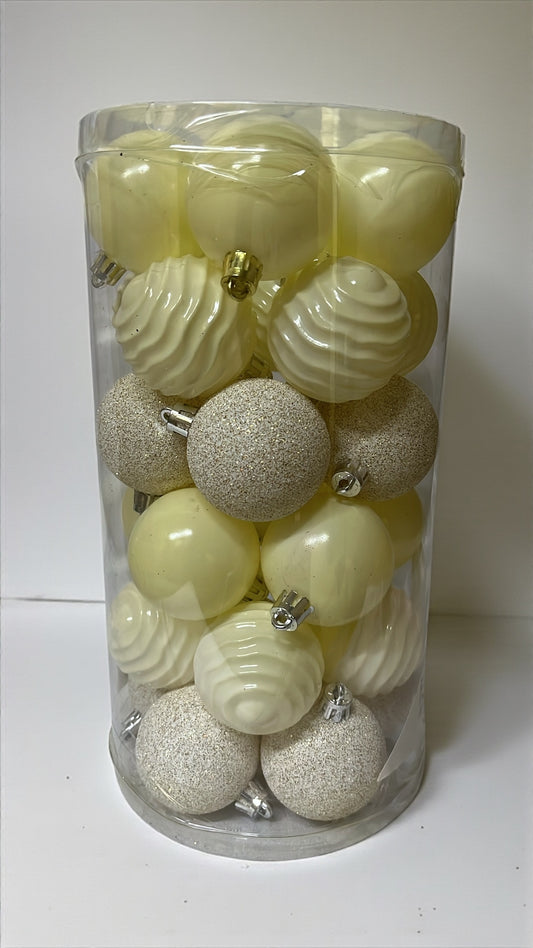 Tarro de 30 bolas navideñas crema 5cm (BHK01200CR)