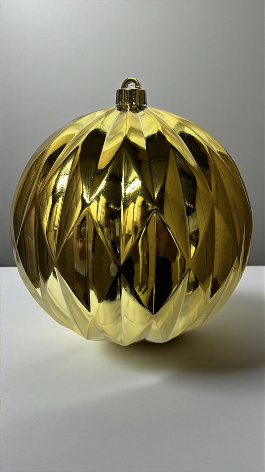 Bola navideña molde brillante dorada 20cm (BHK01182G)