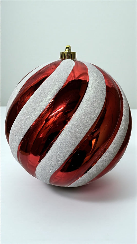 Bola navideña roja x blanca 20cm (BHK01247RW)