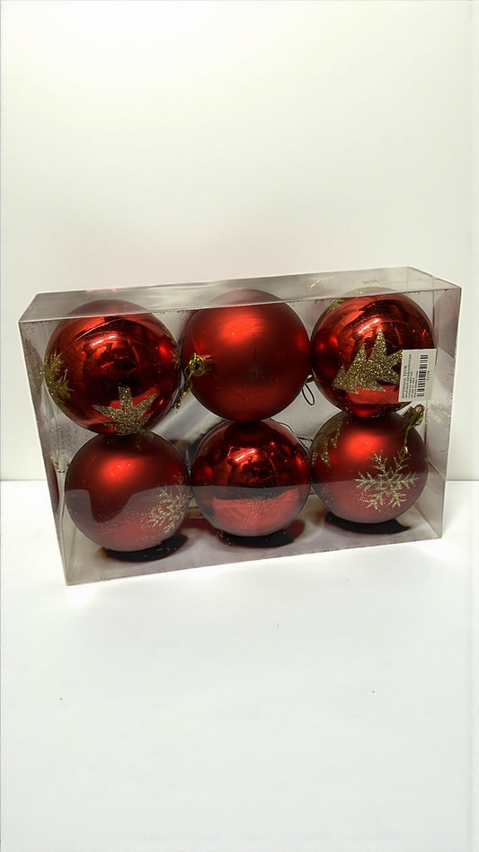 Paquete de 6 bolas navideñas rojas 8cm (T217R)