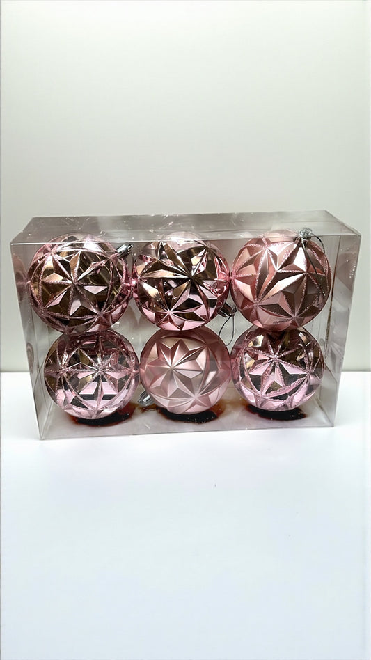 Paquete de 6 bolas navideñas oro rosa 8cm (T212GRD)