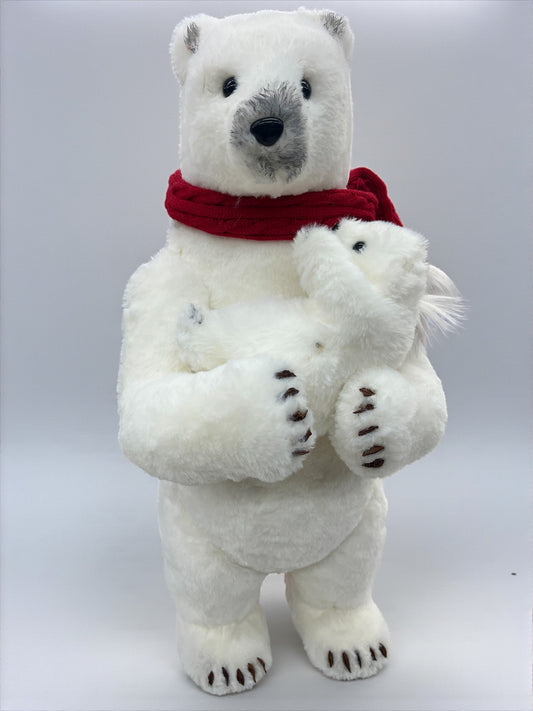 Oso polar con bufanda roja 60cm x 30cm x 30cm (SKD022)