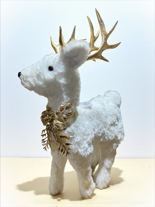Ciervo blanco y dorado con moño dorado 49cm x 29cm x 15cm (MPD00928)