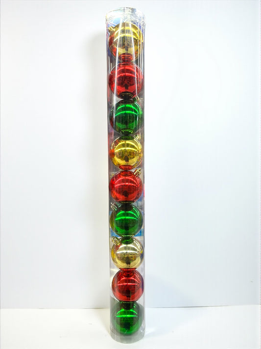 Tarro de 9 bolas navideñas rojas, doradas y verdes 6cm (BHK01048GRDkE)