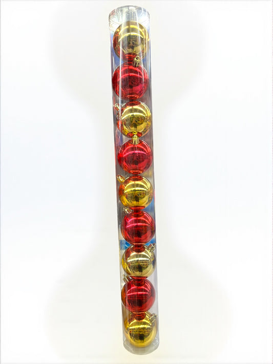 Tarro de 9 bolas navideñas rojas y doradas 6cm (BHK01048RG)