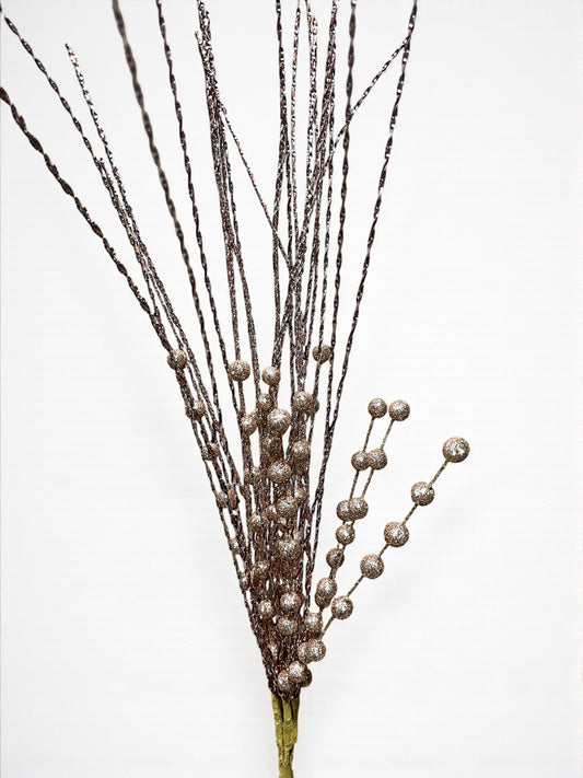 Follaje artificial sombrilla y bolas pequeñas bronce claro  38cm (DTI00423Lco) 575