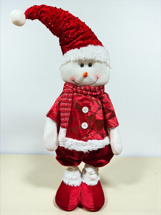 Muñeco de nieve de piernas retráctiles rojo de 80cm a 118cm (MUL00510O)