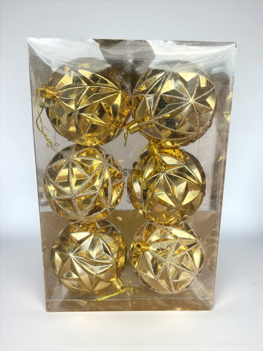 Paquete de 6 bolas navideñas doradas 8cm (T212D)