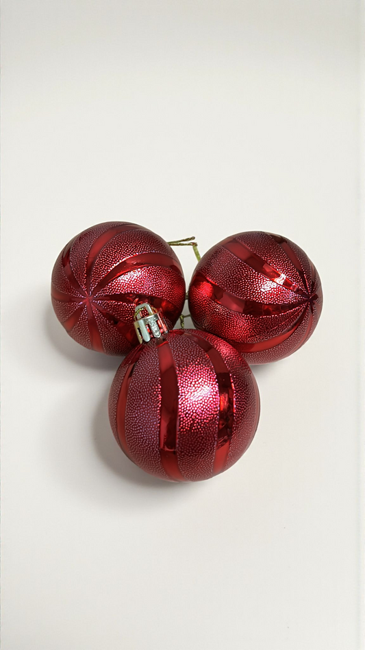 Paquete de 12 bolas de navidad rojas con relieve de puntos 6cm (J819R)