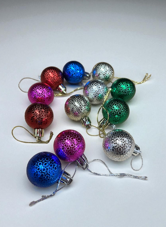 Paquete de 12 mini bolas navideñas de 3 cm(HG25-1383)