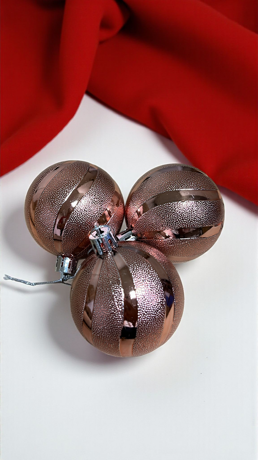 Paquete de 12 bolas de navidad oro rosa con relieve de puntos 6cm (J819GRD)