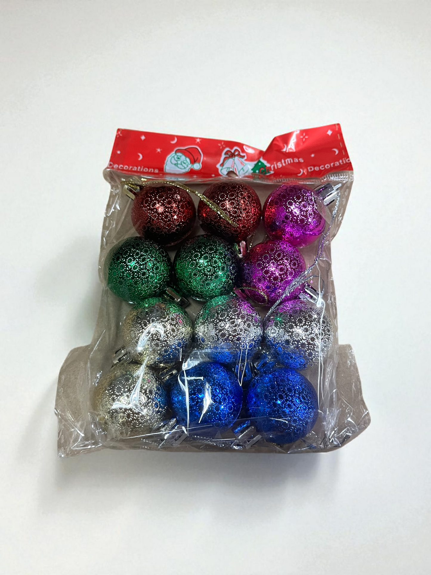 Paquete de 12 mini bolas navideñas de 3 cm(HG25-1383)
