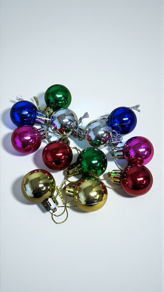 Paquete de 12 mini bolas navideñas multicolor (E135)